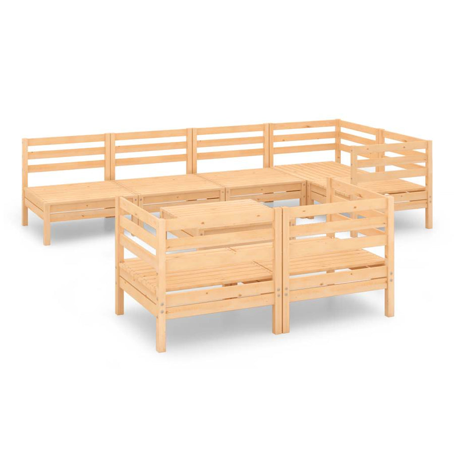8 Piece Garden Lounge Set Solid Wood Pine