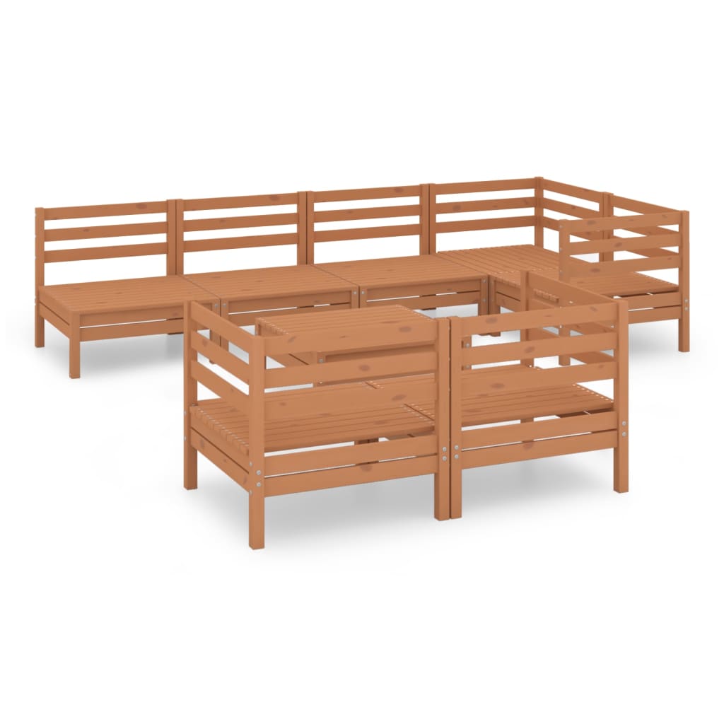 8 Piece Garden Lounge Set Solid Pinewood Honey Brown