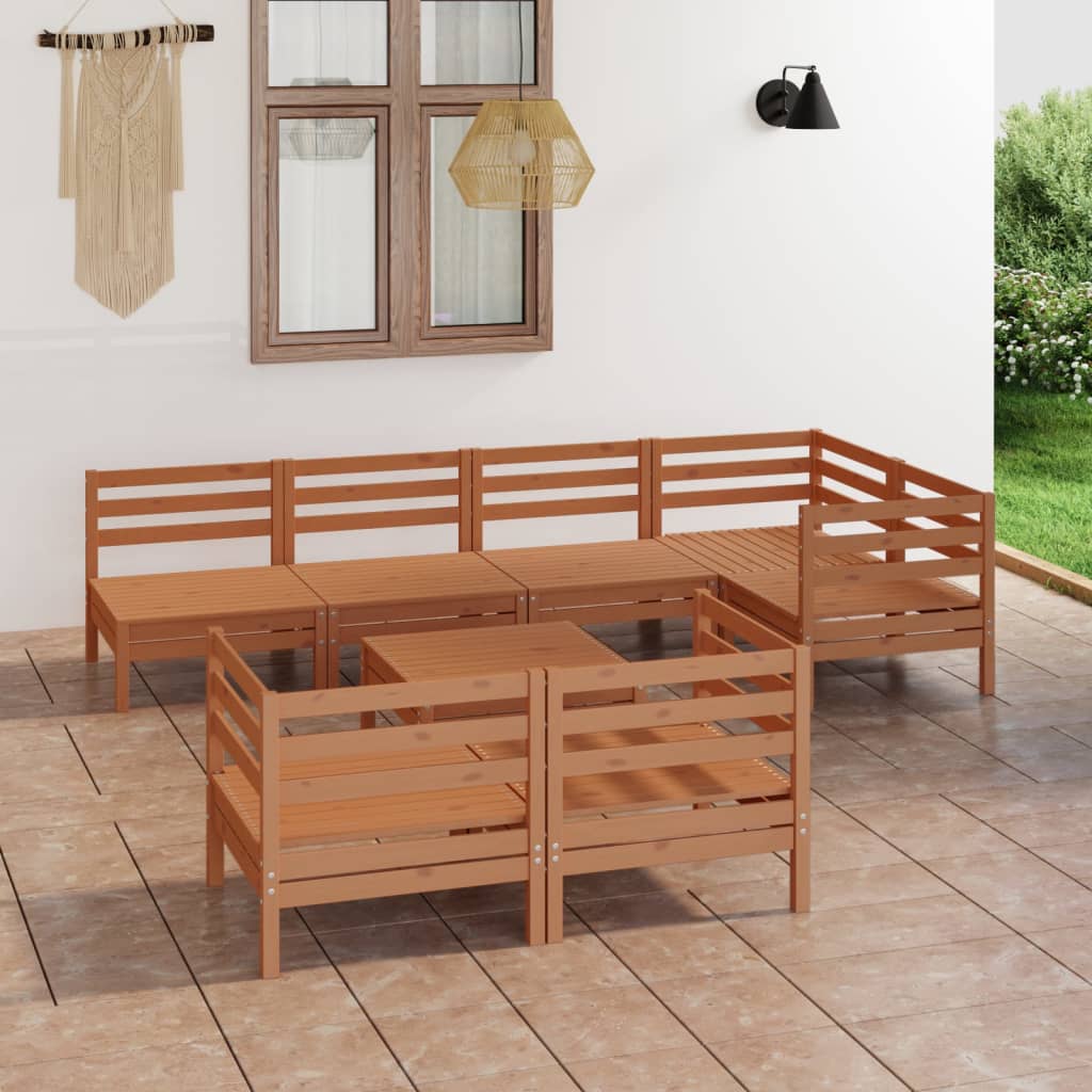 8 Piece Garden Lounge Set Solid Pinewood Honey Brown