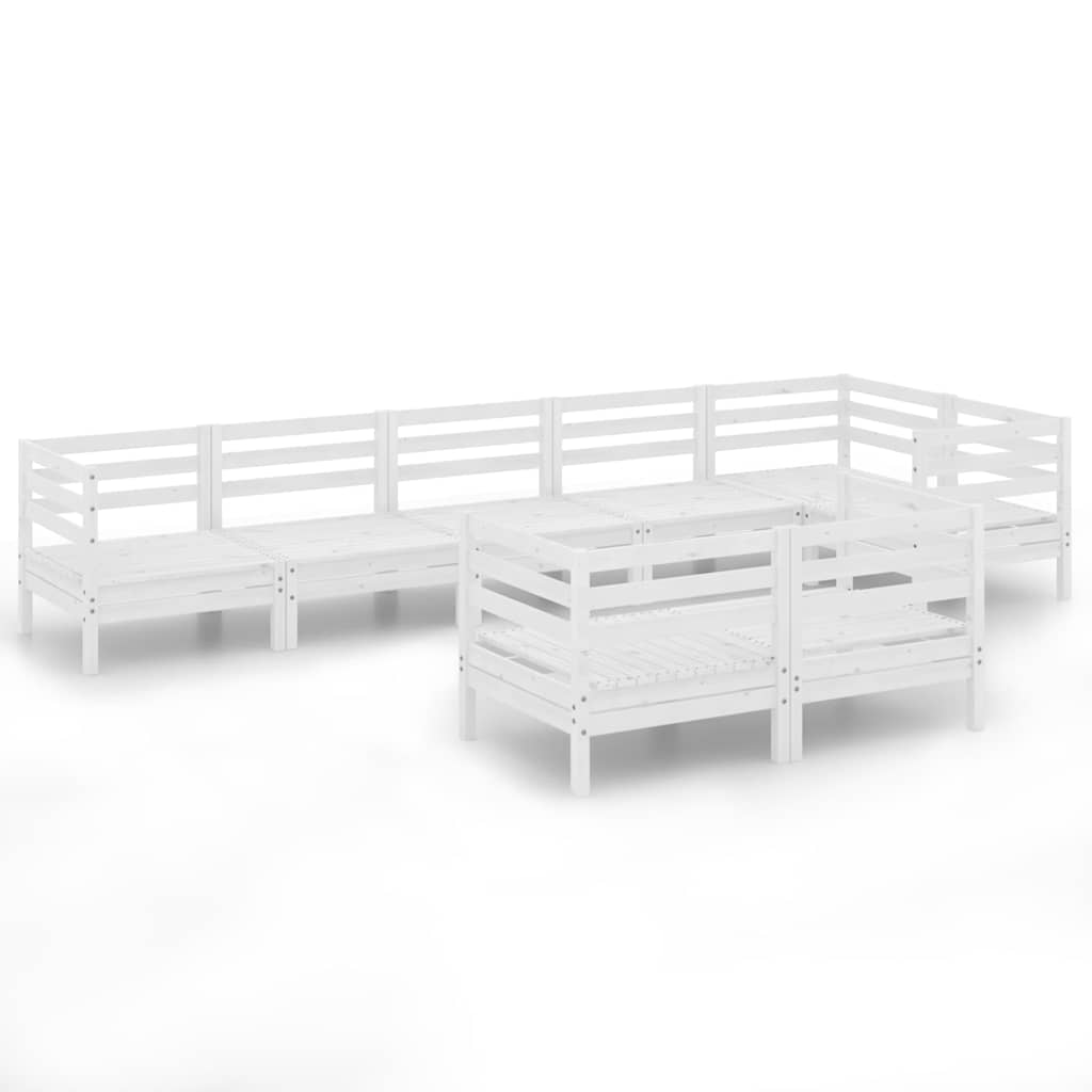 8 Piece Garden Lounge Set Solid Wood Pine White