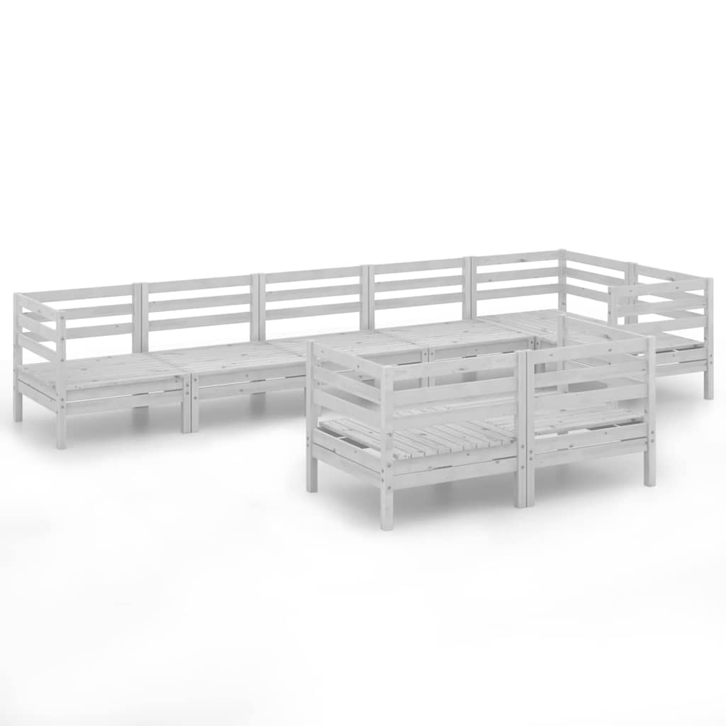 8 Piece Garden Lounge Set Solid Wood Pine Grey