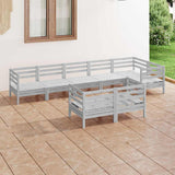 8 Piece Garden Lounge Set Solid Wood Pine Grey