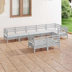 8 Piece Garden Lounge Set Solid Wood Pine Grey
