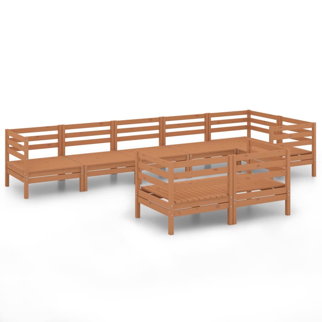 8 Piece Garden Lounge Set Solid Pinewood Honey Brown
