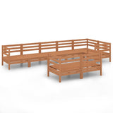 8 Piece Garden Lounge Set Solid Pinewood Honey Brown - Front View