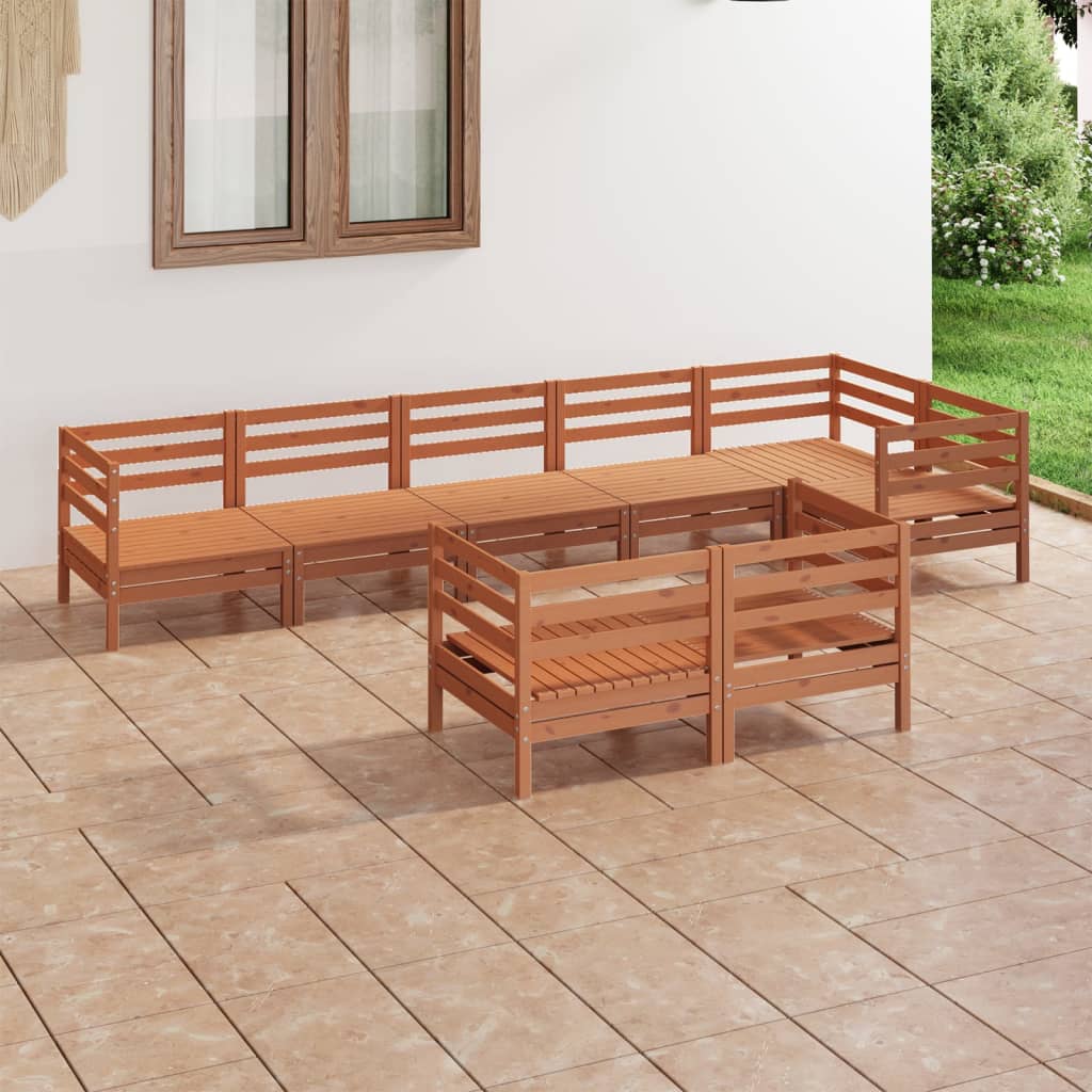 8 Piece Garden Lounge Set Solid Pinewood Honey Brown