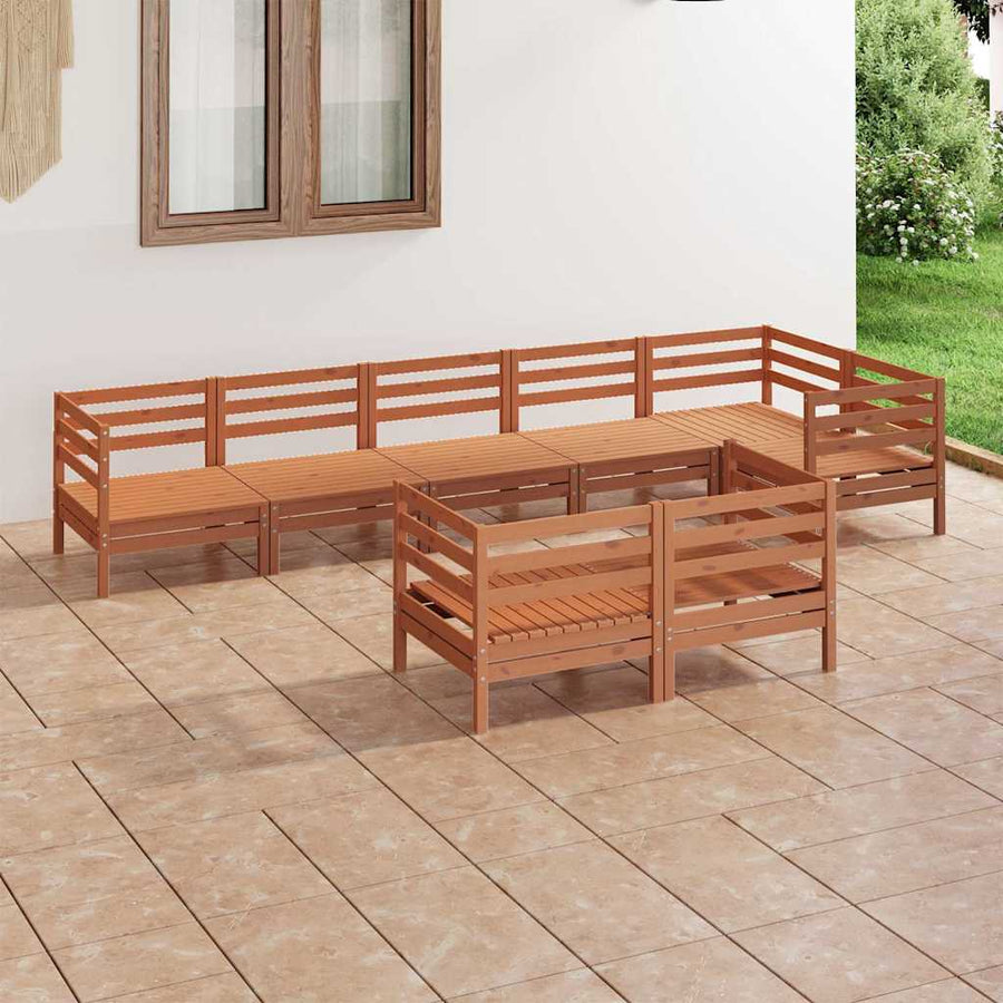 8 Piece Garden Lounge Set Solid Wood Pine Honey Brown