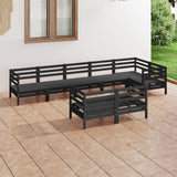 8 Piece Garden Lounge Set Solid Pinewood Black