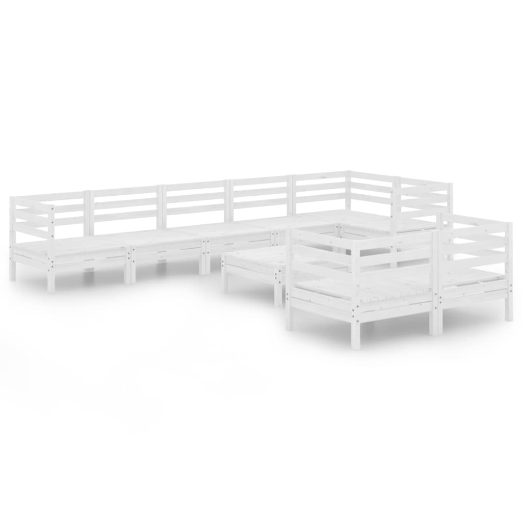 9 Piece Garden Lounge Set Solid Pinewood White