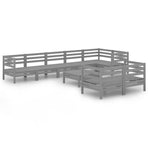 9 Piece Garden Lounge Set Solid Wood Pine Grey