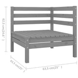 9 Piece Garden Lounge Set Solid Pinewood Grey - Rear View