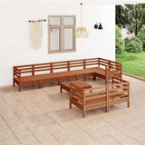 9 Piece Garden Lounge Set Solid Wood Pine Honey Brown