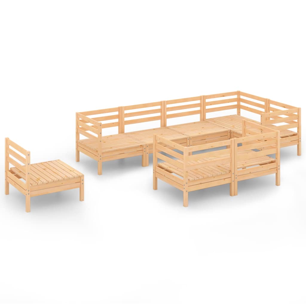 8 Piece Garden Lounge Set Solid Wood Pine