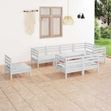 8 Piece Garden Lounge Set Solid Wood Pine White
