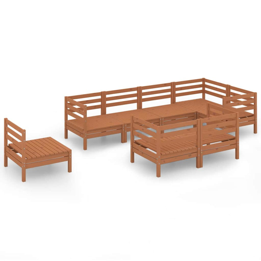 8 Piece Garden Lounge Set Solid Wood Pine Honey Brown
