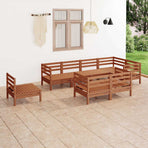 8 Piece Garden Lounge Set Solid Wood Pine Honey Brown