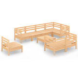 9 Piece Garden Lounge Set Solid Pinewood