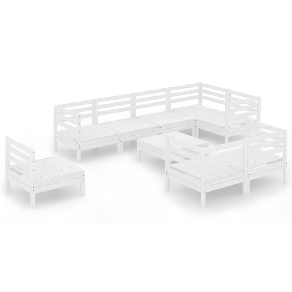 9 Piece Garden Lounge Set Solid Pinewood White