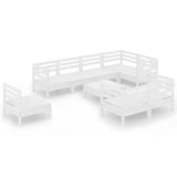 9 Piece Garden Lounge Set Solid Pinewood White - Front View