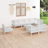 9 Piece Garden Lounge Set Solid Pinewood White