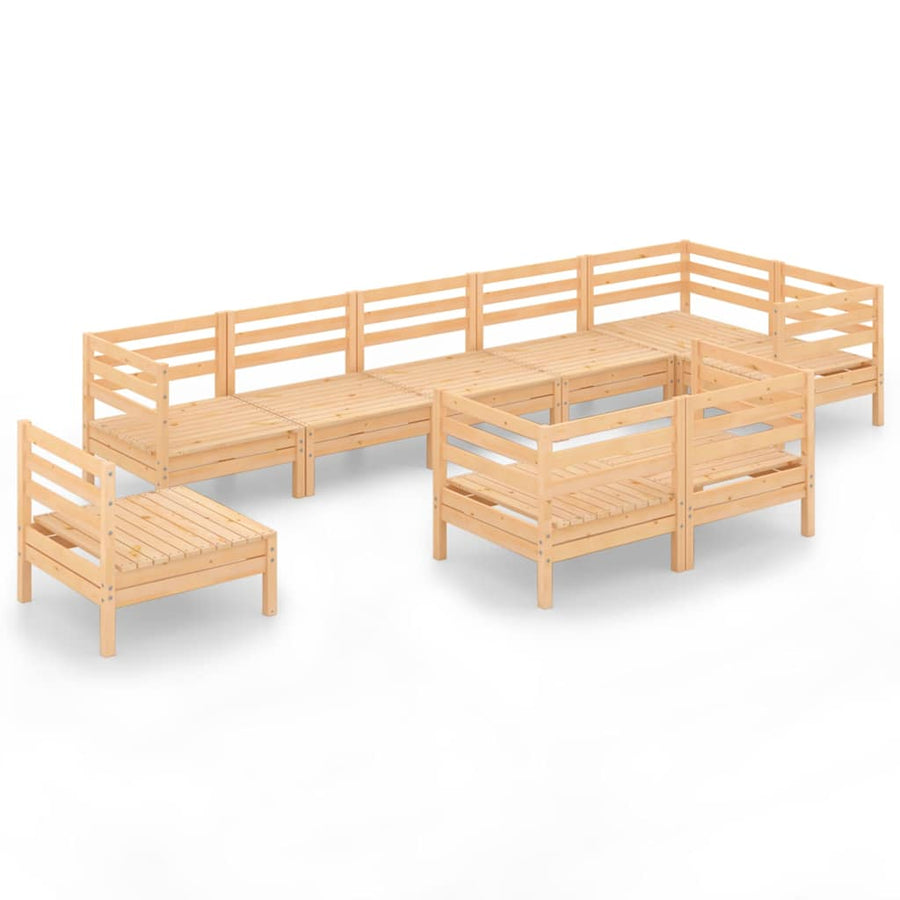 9 Piece Garden Lounge Set Solid Wood Pine