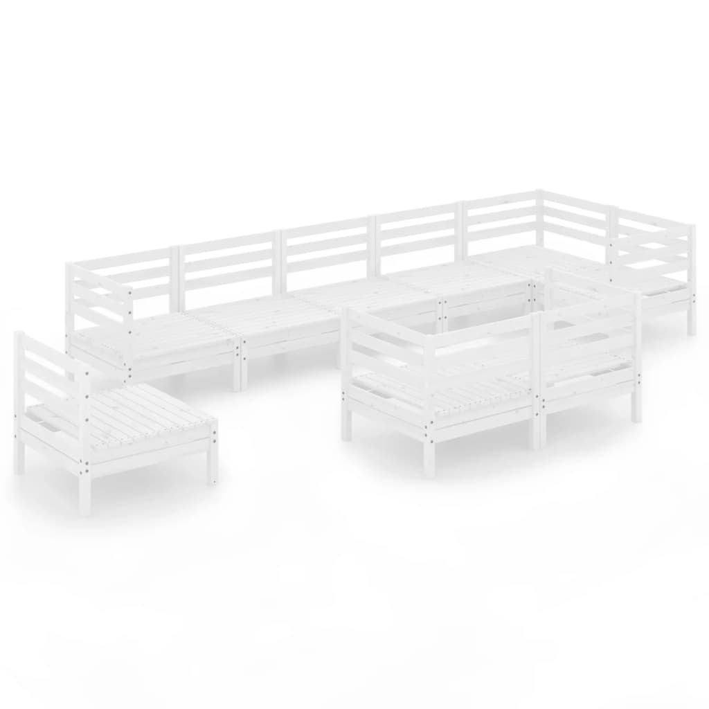 9 Piece Garden Lounge Set Solid Pinewood White