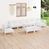 9 Piece Garden Lounge Set Solid Pinewood White