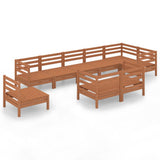 9 Piece Garden Lounge Set Solid Pinewood Honey Brown