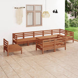 9 Piece Garden Lounge Set Solid Pinewood Honey Brown