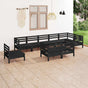 9 Piece Garden Lounge Set Solid Wood Pine Black