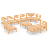 10 Piece Garden Lounge Set Solid Wood Pine