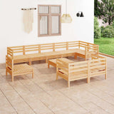 10 Piece Garden Lounge Set Solid Wood Pine