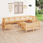 10 Piece Garden Lounge Set Solid Wood Pine