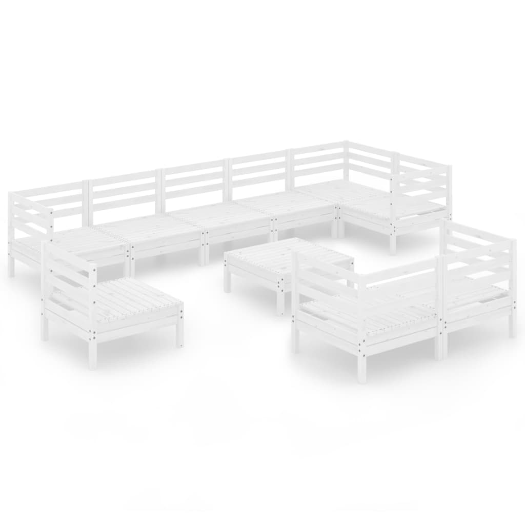 10 Piece Garden Lounge Set Solid Pinewood White