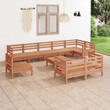 10 Piece Garden Lounge Set Solid Wood Pine Honey Brown