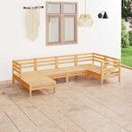 6 Piece Garden Lounge Set Solid Wood Pine