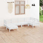 6 Piece Garden Lounge Set Solid Wood Pine White