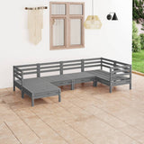6 Piece Garden Lounge Set Solid Pinewood Grey