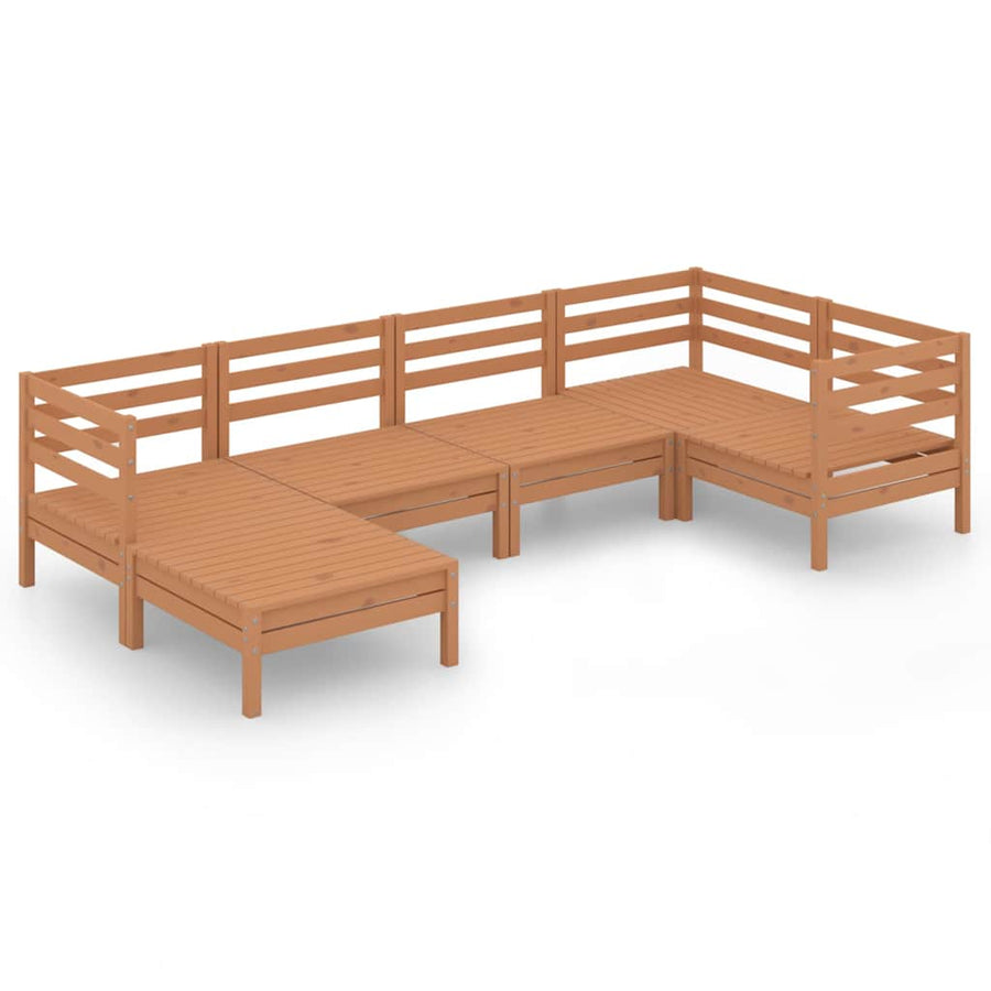 6 Piece Garden Lounge Set Solid Wood Pine Honey Brown