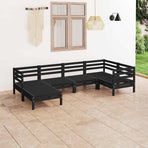 6 Piece Garden Lounge Set Solid Wood Pine Black