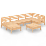 7 Piece Garden Lounge Set Solid Pinewood - Front View