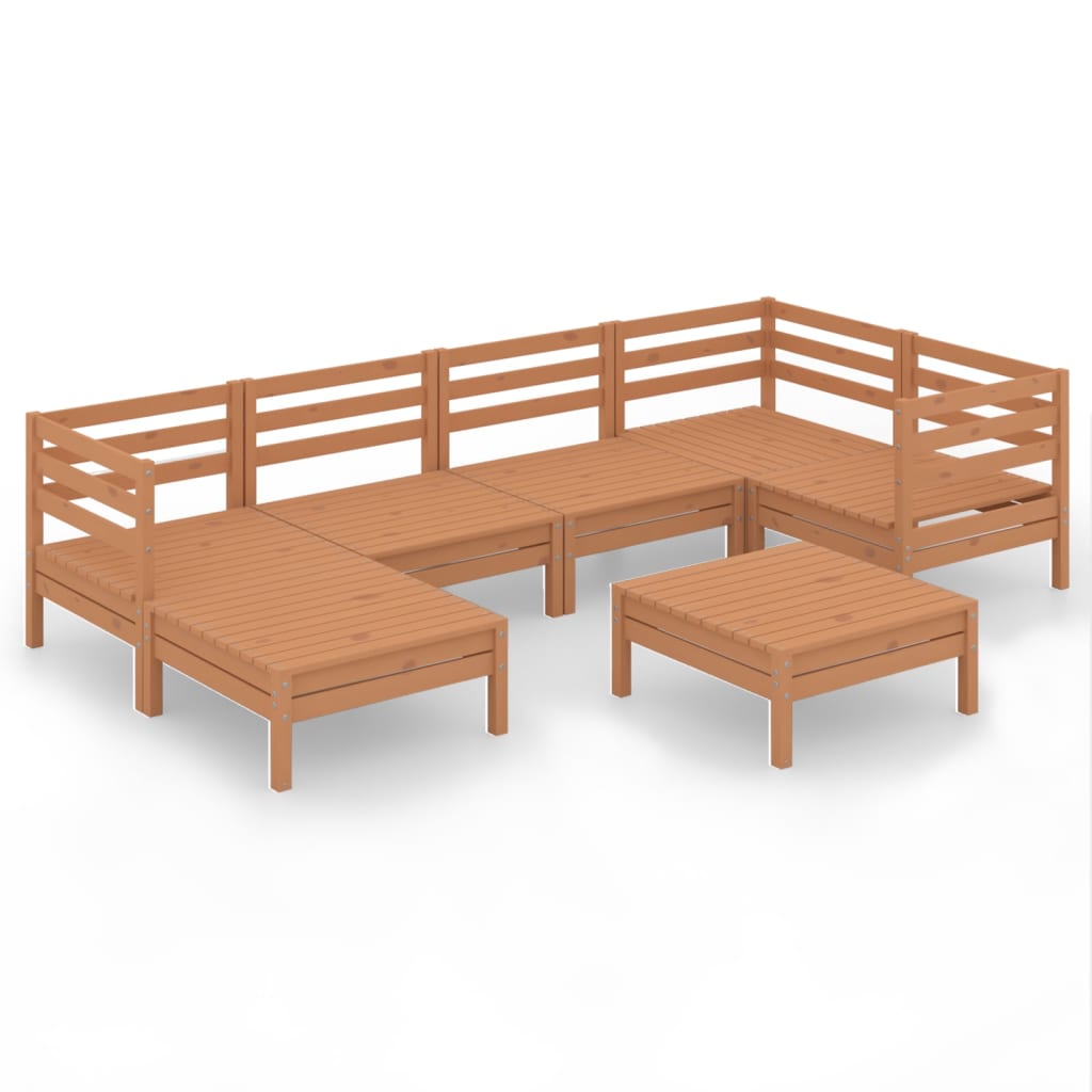 7 Piece Garden Lounge Set Solid Pinewood Honey Brown