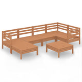 7 Piece Garden Lounge Set Solid Pinewood Honey Brown - Front View