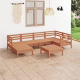 7 Piece Garden Lounge Set Solid Pinewood Honey Brown