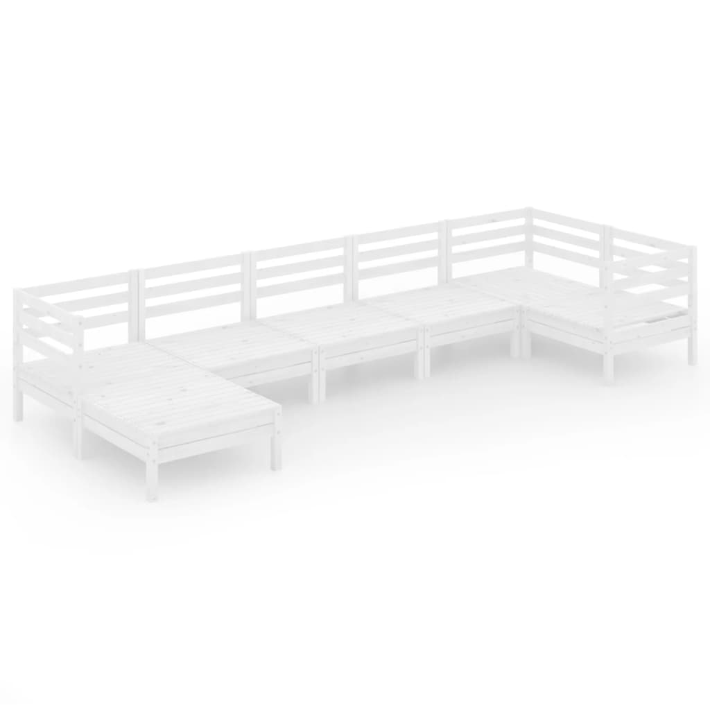 7 Piece Garden Lounge Set Solid Pinewood White