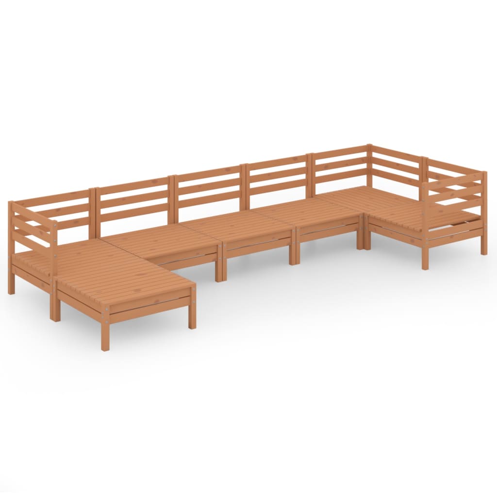 7 Piece Garden Lounge Set Solid Pinewood Honey Brown