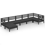 7 Piece Garden Lounge Set Solid Pinewood Black