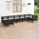 7 Piece Garden Lounge Set Solid Pinewood Black