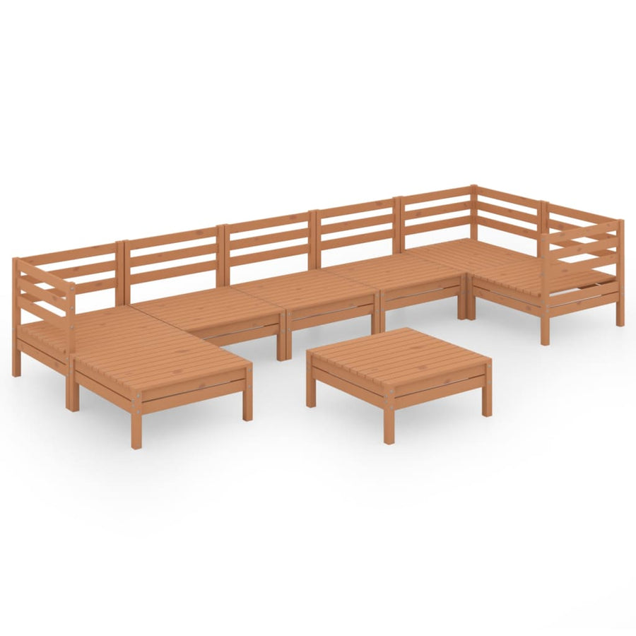 8 Piece Garden Lounge Set Solid Wood Pine Honey Brown
