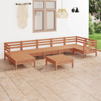 8 Piece Garden Lounge Set Solid Wood Pine Honey Brown